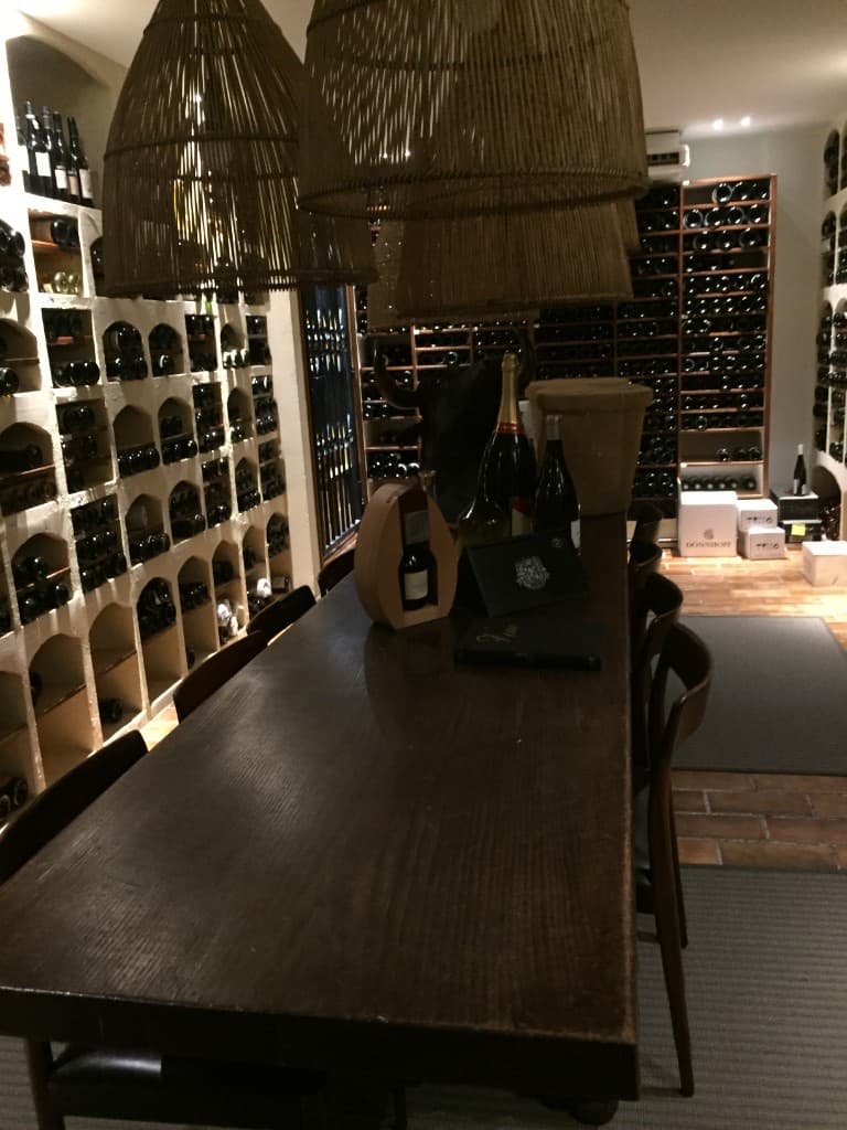 Tasting room setting with bottles ready to open